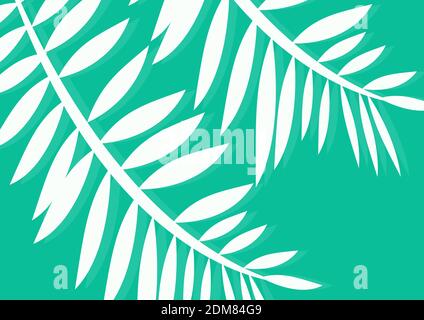 semplici foglie bianche naturali su sfondo di colore blu Foto Stock