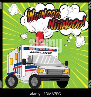 Cartone animato ambulanza con suono Illustrazione Vettoriale