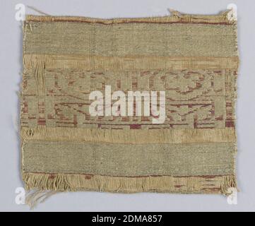 Band Fragment, Medium: Seta, lino, tecnica metallica: Trama complementare 2/1 twill, bande orizzontali di disegno floreale astratto., Germania o Spagna, 15 ° secolo, tessuti tessuti, Band Fragment Foto Stock