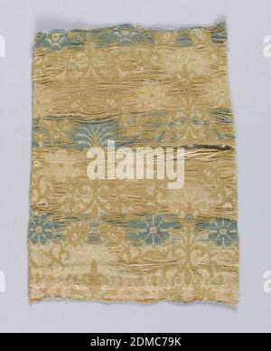 Fragment, Medium: silk, cotton (?) Technique: plain weave with supplementary wefts, 17th century, woven textiles, Fragment Stock Photo