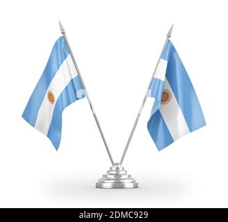 Argentina table flags isolated on white 3D rendering Stock Photo