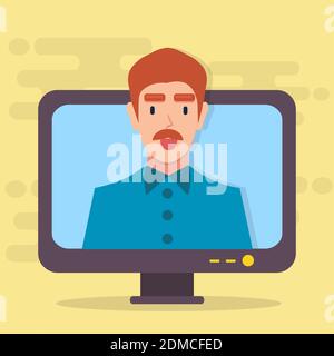 illustrazione vettoriale di un consulente aziendale online virtuale Illustrazione Vettoriale