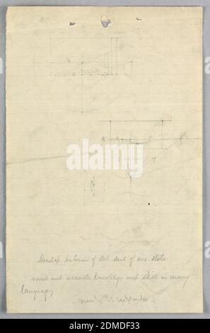 Studio per 'Scific Group', Daniel Huntington, americano, 1816–1906, grafite su carta rivestita bianca, due schizzi di prospettiva lineare, con iscrizione su Dunlap below., Londra, Regno Unito, USA, 1858, figure, disegno Foto Stock