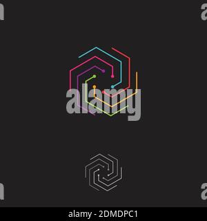 Design vettoriale esagonale moderno e divertente e colorato. Concetto di esagonale vettoriale per ESSO. Illustrazione vettoriale EPS.8 EPS.10 Illustrazione Vettoriale