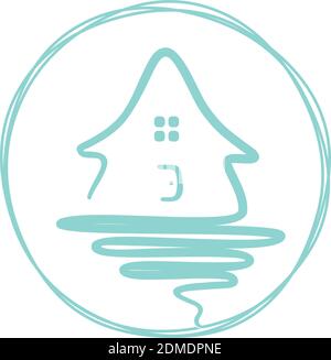 Semplice abstract home icona vettore emblema linea piatta stile per web, grafica e mobile design. Illustrazione vettoriale EPS.8 EPS.10 Illustrazione Vettoriale