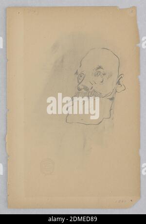 Caricatura, Robert Frederick Blum, americano, 1857–1903, grafite su carta wove, schizzo di una figura maschile., USA, 1880, ritratti, disegno Foto Stock