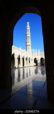 La Grande moschea del Sultano Qaboos a Mascate, Oman. Foto Stock