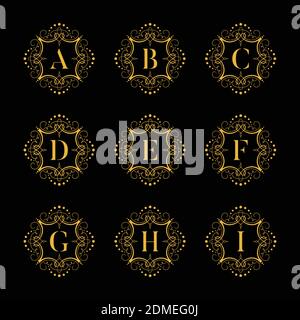 Consente di impostare l'alfabeto vettoriale di lusso. Lettere alfabeto con floreale. Alfabeto con logo vettoriale classico. Font di lusso. Lettere alfabetiche. Illustrazione vettoriale, eps8. Eps1 Illustrazione Vettoriale
