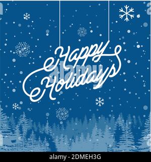 Illustrazione vettoriale astratta dell'inverno con testo buone feste. Vacanze invernali sfondo blu. Illustrazione vettoriale EPS.8 EPS.10 Illustrazione Vettoriale