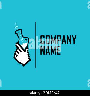 Logo vettoriale pixel del laboratorio manuale. Prodotti chimici, logo di laboratorio, attrezzature da laboratorio, icona del logo della scienza, logo della tecnologia, logo della scienza. Illustrazione Vettoriale