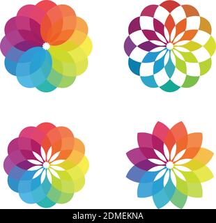 Colorful flower vector concept design - bright colored flower colour palette symbol. Design art and creativity vector icon. Vector illustration EPS.8 Illustrazione Vettoriale