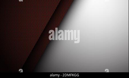 tecnologicamente futuristico sfondo a rete metallica poligonale rossa. Modello per la pubblicità di beni moderni ad alta tecnologia. Vettore realistico Illustrazione Vettoriale