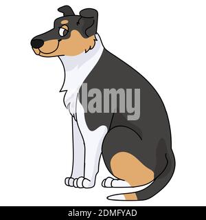 Carino cartoon Papillon seduto vettore clipart. Pedigree allevamento razza doggie per club di allevamento. Cucciolo domestico purebred addestramento per il salotto dell'animale domestico Illustrazione Vettoriale