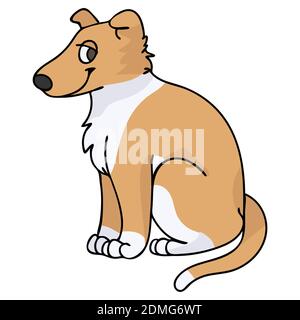 Carino cartoon Papillon seduta cagnolino vettore clipart. Pedigree allevamento razza doggie per club di allevamento. Addestramento domestico del cane purebred per il salotto dell'animale domestico Illustrazione Vettoriale