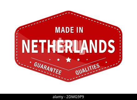 MADE IN NETHERLANDS, guarantee quality. Label, sticker or trademark. Vector illustration. Flat style. Stock Vector