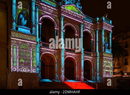 Proiezione di immagini sulla facciata dell'Opera di Tolone Casa per Natale Foto Stock