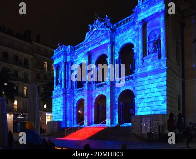 Proiezione di immagini sulla facciata dell'Opera di Tolone Casa per Natale Foto Stock