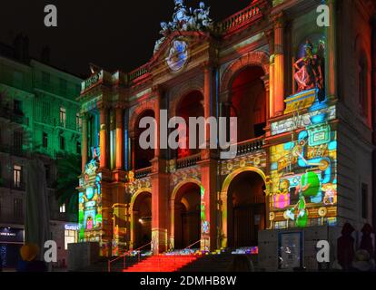 Proiezione di immagini sulla facciata dell'Opera di Tolone Casa per Natale Foto Stock