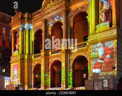Proiezione di immagini sulla facciata dell'Opera di Tolone Casa per Natale Foto Stock