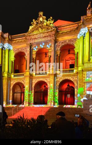 Proiezione di immagini sulla facciata dell'Opera di Tolone Casa per Natale Foto Stock