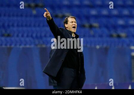 Ligue 1 - Lyon vs Stade Brestois 29 - Groupama Stadium, Lyon, France - December 16, 2020 Olympique Lyonnais' coach Rudi Garcia gives instructions. Photo by Emmanuel Foudrot/ABACAPRESS.COM Stock Photo