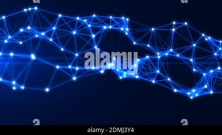 Forme geometriche astratte di Plexus. Tecnologia futuristica con dati. Informazioni generali su comunicazione e digitale Foto Stock