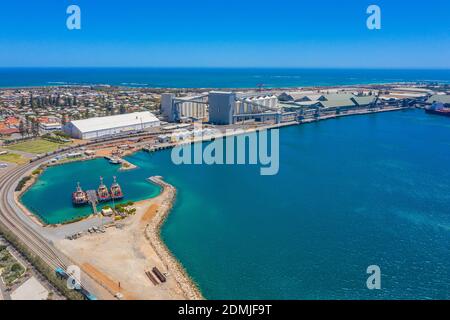 Aerial view of a port in Geraldton, Australia Stock Photo