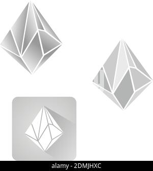 Diamond 3d shapes natural crystals outline. Vector illustration EPS.8 EPS.10 Stock Vector