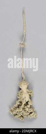 Tassel, Medio: tecnica lino: Intrecciato e annodato, nappino di lino, intrecciato e annodato. Corda intrecciata lunga fissata all'unità a pera da cui pendono sei grappoli annodati., Italia, Europa, XVII secolo, rifili, Tassel Foto Stock