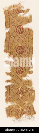 Band, Medium: lino, seta tecnica: Tessitura e arazzi semplici, Twining bands che fanno cerchi che tengono rotonde., X-12 ° secolo, tessuti tessuti, banda Foto Stock