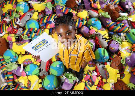 EDITORIAL USE ONLY Kira, seven, tries out some of the toys available in store at IKEA, Tottenham as the retailer announces its search for their first Chief Play Officer. Stock Photo