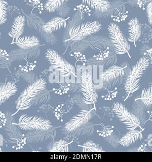 Motivo senza cuciture con rami di rowan e abete. Illustrazione Vettoriale