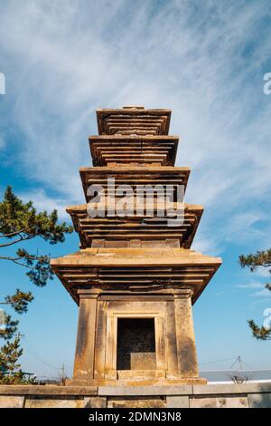 Five-story Stone Pagoda at Tamni-ri in Uiseong, Korea Stock Photo