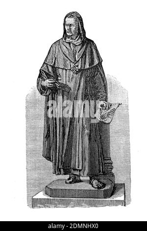 Albertus Magnus, 1200 – 15 novembre 1280, noto anche come Sant'Alberto Magno e Alberto di Colonia, è stato un frate e vescovo cattolico tedesco, Albertus Magnus, Albert von Lauingen, Albertus Theutonicus, Albertus Coloniensis, Albert der Große, Albert der Deutsche, auch fälschlich Albert Graf von Bollstäd, um 1200 - 15. Novembre 1280, war ein deutscher Gelehrter und Bischof, Historisch, storico, digitale riproduzione migliorata di un originale del 19 ° secolo / digitale Reproduktion einer Originalvorlage aus dem 19. Jahrhundert, Foto Stock