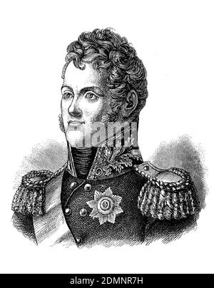 Alexander I. Pawlowitsch Romanow, 23. Dezember 1777 - 1. Dezember 1825 war Kaiser von Russland, 1801-1825, Historisch, historical, digital improved reproduction of an original from the 19th century / digitale Reproduktion einer Originalvorlage aus dem 19. Jahrhundert, Stock Photo