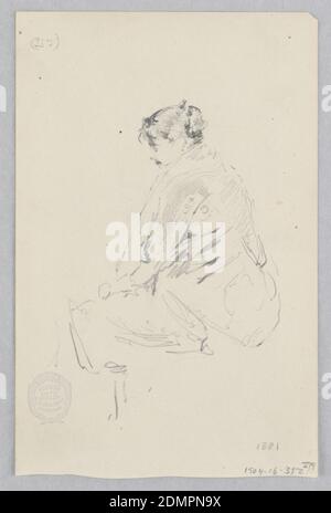 Donna, Robert Frederick Blum, americano, 1857–1903, grafite su carta wove, disegno di una figura femminile., USA, 1881, figure, disegno Foto Stock