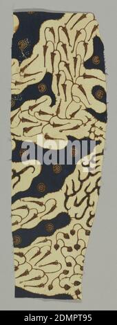 Tessile, Medio: Cotone tecnica: Tintura cerata resistente (batik) su tessitura piana, tessile con disegno convenzionale in bianco e blu. Design simile al motivo parang Baris, Indonesia, XIX secolo, tessuti stampati, tinti e dipinti, tessile Foto Stock