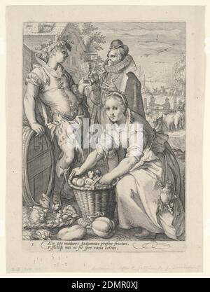 Four Seasons (autunno), Hendrik Goltzius, olandese, 1558 – 1617, Jan Saenredam, olandese, 1565 - 1607, Engraving, Paesi Bassi, ca. 1595, figure, Stampa Foto Stock