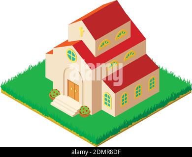 Big church icon. Isometric illustration of big church vector icon for web Illustrazione Vettoriale