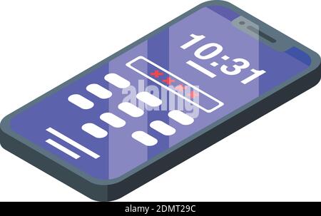 Icona della password del telefono. Isometrica dell'icona del vettore della password del telefono per il web design isolato su sfondo bianco Illustrazione Vettoriale