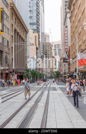 SYDNEY, AUSTRALIA, 30 DICEMBRE 2019: Street nel CBD di Sydney, Australia Foto Stock