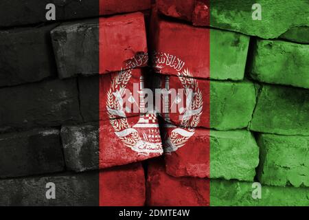 Afghanistan flag painted on brick wall Stock Photo