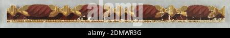 Bordo, stampato a blocchi e floccato, corda floccata di Maroon con chiusura in oro metallico e bordatura con spago, tagliato., forse Francia, 1850–75, Wallcoverings, bordo Foto Stock