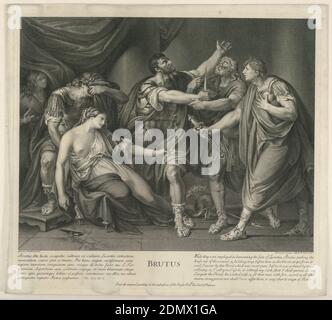 Brutus, Domenico Cunego, 1727 - 1803, Gavin Hamilton, Scottish, 1723 - 1798, incisione su carta, Roma, Italia, 1768, Stampa Foto Stock