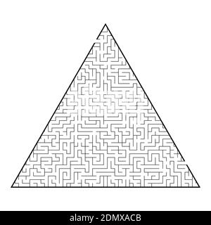 Labirinto triangolare difficile. Giochi per bambini e adulti. Puzzle per bambini. Un ingresso, un'uscita. Labirinto enigma. Illustrazione del vettore piatto i Illustrazione Vettoriale