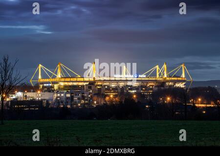 Segnale Iduna Park o Westfalenstadion di BVB 09 a Dortmund Foto Stock