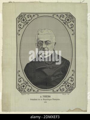 Picture, Medium: silk Technique: jacquard woven, Portrait of Adolphe Thiers (French, 1871–1873), president of the French Republic, 1872., France, late 19th century, woven textiles, Picture Stock Photo