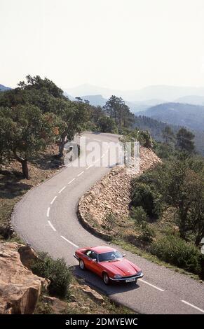 1991 Jaguar XJS Coupé guida nel sud della Francia. Foto Stock