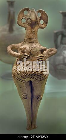 Donna con bambino fertilità siriana 1450 - 1200 BC tomba 67 Enkomi Tuzla Cipro nord occidentale capitale di Alasiya ( Alashiya- Alasiya, conosciuto anche come il regno di Alashiya, Medio e tardo Bronzo, Mediterraneo orientale. ) Foto Stock