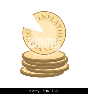 Inflazione e perdita di valore valutaria: Degrado, deterioramento, disprezzo, svalutazione, deprezzamento e peggioramento delle monete. Il denaro viene svalutato da cutt Foto Stock